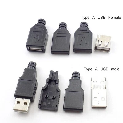 1/10pcs USB Male female Type-A Connector diy 2.0 Plug Adapter jack Cover 4-pin - Image 1 of 4