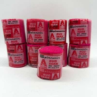 Conjunto de 9 fios de tapete Spinnerin #7047 rosa quente 324 peças gancho trava 100% acrílico - Imagem 1 de 4