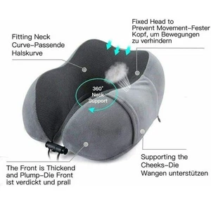 Memory Foam U-Shaped Travel Pillow Neck Support Soft Headrest for Car & Plane - Picture 1 of 10