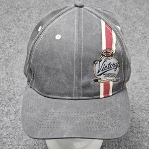 VTG Y2K Victory Motorcycles USA Hat Gray Red Logo Strapback Cap Biker Polaris - Picture 1 of 8