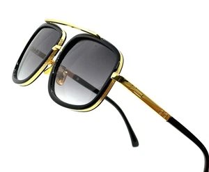 Men Women Sunglasses Gold Metal Frame Retro Shield Style Square Gradient Lens - Bild 1 von 12