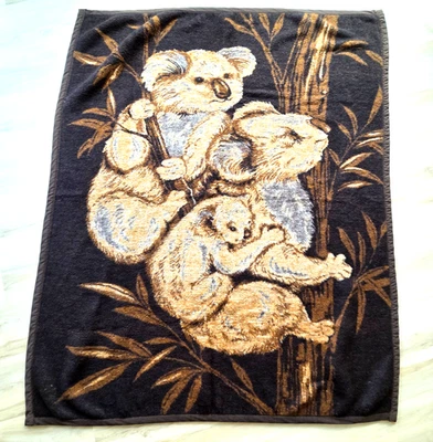 Manta de colección Koala Bear Family Cub difusa cálida años 70 60x72 Biederlack? Foto 1 de 4