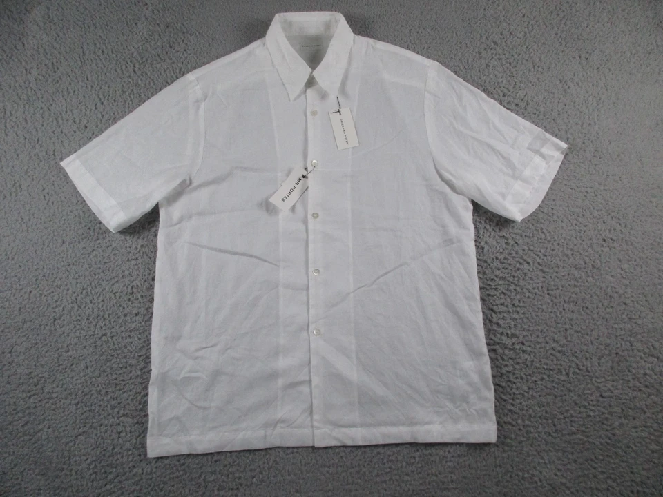 Рубашка мужская Dries Van Noten размер 52 белая хлопковая легкая на пуговицах - Изображение 1 из 4