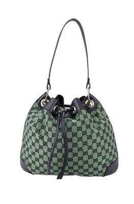 GUCCI NUEVO Bolso de Hombro Monograma Cordón Verde Negro GG RARO HERMOSO Foto 1 de 4