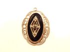 Older Fashion Pendant: Silver Colored Metal With Accented Onyx Center