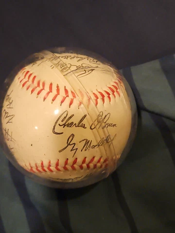 1994 atlanta braves logo stamped signature ball chipper jones smoltz Justice Cox Cover