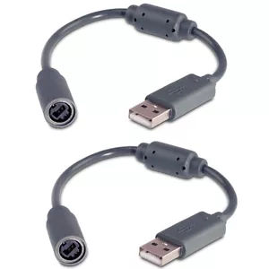 2 x USB Breakaway Dongle Cable Cord Adapter For Xbox 360 PC Wired Controller - Picture 1 of 5