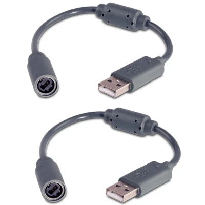2 x USB Breakaway Dongle Cavo Adattatore per Xbox 360 PC Controller Cablato - Immagine 1 di 4