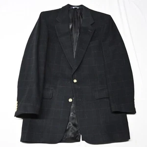 Austin Reed 42L Black Windowpane Heavy Flannel Mens Blazer Jacket Sport Coat - Picture 1 of 12