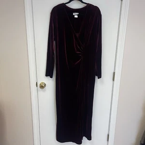VTG Robbie Bee Velvet Dress Women 18W Burgundy Red Sexy Whimsygoth Dark Romantic - Picture 1 of 9
