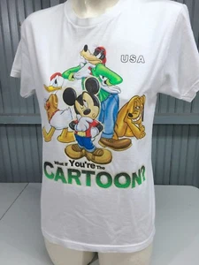 Vintage Disney Mickey Mouse What If You're The Cartoon weiß Medium Herren T-Shirt - Bild 1 von 4