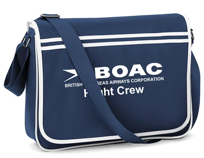 Custom Retro Vintage BOAC Airlines Crew Messenger Travel Holiday Bag - Image 1 of 2