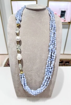 Collana Soara in argento, con calcedonia e perle SOA2455 - Immagine 1 di 2