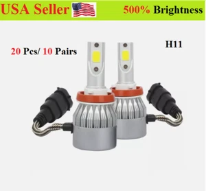 20X H11 C6 LED Headlight High Low Beam Fog Light Bulbs Kit 6500K 7600 Lms Bright - Picture 1 of 5