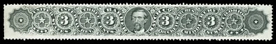 Scott RO19b 1871 3c Barber Match Co. Revenue on Silk Paper F-VF Cat $140 - Image 1 of 2