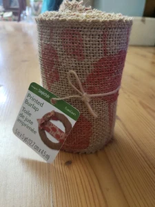 FloraCraft FLORS226 Flora Craft Ribbon Burlap 5" x 5 yd Poppy Print Red new - Picture 1 of 5