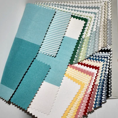 FABRIC SAMPLE BOOK Stripes Solids Checks SHORELINE In/Out 58pc LOT e-z peel back - Image 1 of 4