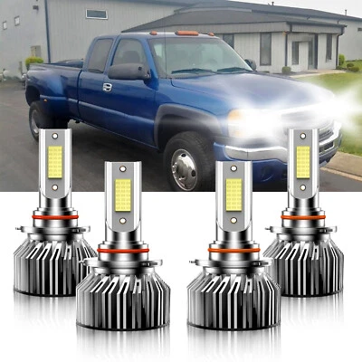 For GMC C3500HD 2001-2002 LED Headlight High Low Beam Bulbs 9005 9006 10000LM - Image 1 of 4