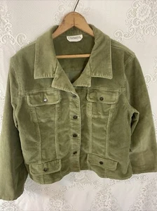 Chadwick corduroy olive green jacket Faux Pockets Slit Cuffs Button Closure - Picture 1 of 7