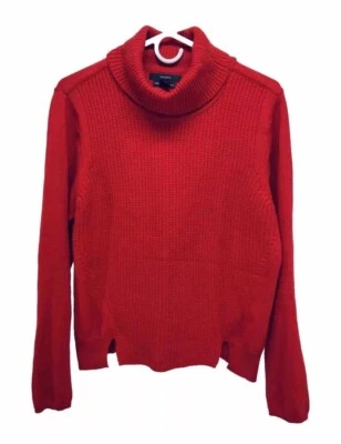 Tahari Sweter tamanho XL feminino extrafino lã merino manga longa gola tartaruga vermelho - Imagem 1 de 4