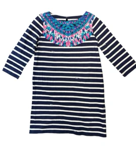 Lilly Pulitzer Girls Long Sleeve Blue White Striped Dress - Size L (8-10) - EUC - Picture 1 of 6