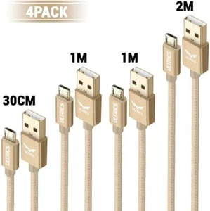 Braided Micro USB Charging Cable Fast Charger Data Sync Lead for Samsung Android - Picture 1 of 12