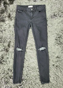 Pantalones de mezclilla ajustados Free People para mujer 25 negros algodón desgastado diseño de 5 bolsillos - Imagen 1 de 20