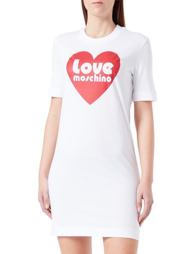 Love Moschino Short Sleeved T Shape Regular Fit Dress Bianco 50 Donna44