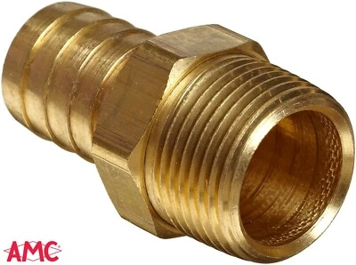 1" Barb x 3/4" NPT Male Brass Hose Fitting Adapter 57001-1612 Anderson Metals - Image 1 of 4