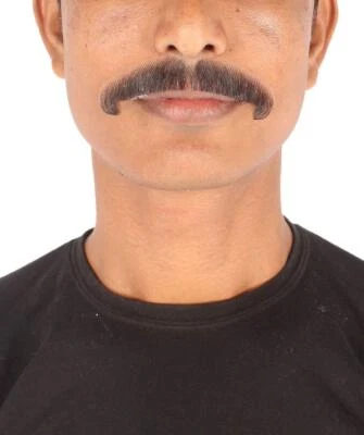 HPO Men's Natural Human Hair Mustache | Facial Hair Multiple Colors Option