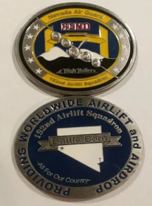 Nevada Air Guard 192nd AIRLIFT SQUADRON "High Rollers" Challenge Coin RENO - Picture 1 of 3