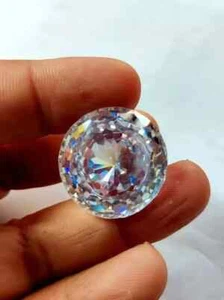 90.75 Ct Round Cut Natural Large White Color Zircon Certified Loose Gemstone A++ - Picture 1 of 7