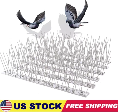 4Pcs Bird Spikes for Small Birds Pigeons Repellent 10FT (12 Strips) Fence Spike - Image 1 of 4