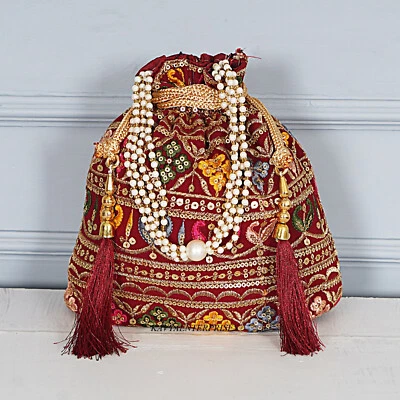 Indian Traditional Silk Bag Silk Potali Bag Wedding, Potli Bags Wedding, Potli - Image 1 of 4