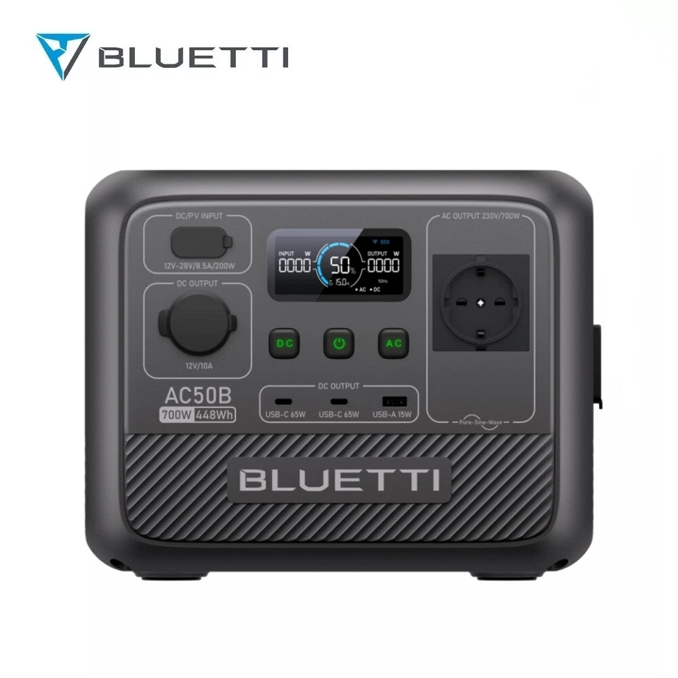 BLUETTI AC50B Power Station 700W Generatore di Corrente Solare 448Wh Portatile per Campeggio