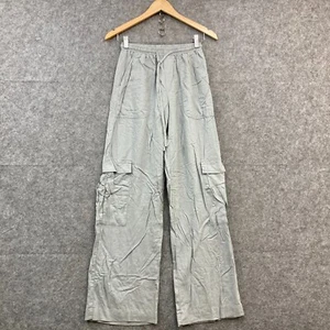 Cotton On Pants Womens 6 Grey Linen Blend Cargo Pockets Elastic Waist 47920 - Picture 1 of 10