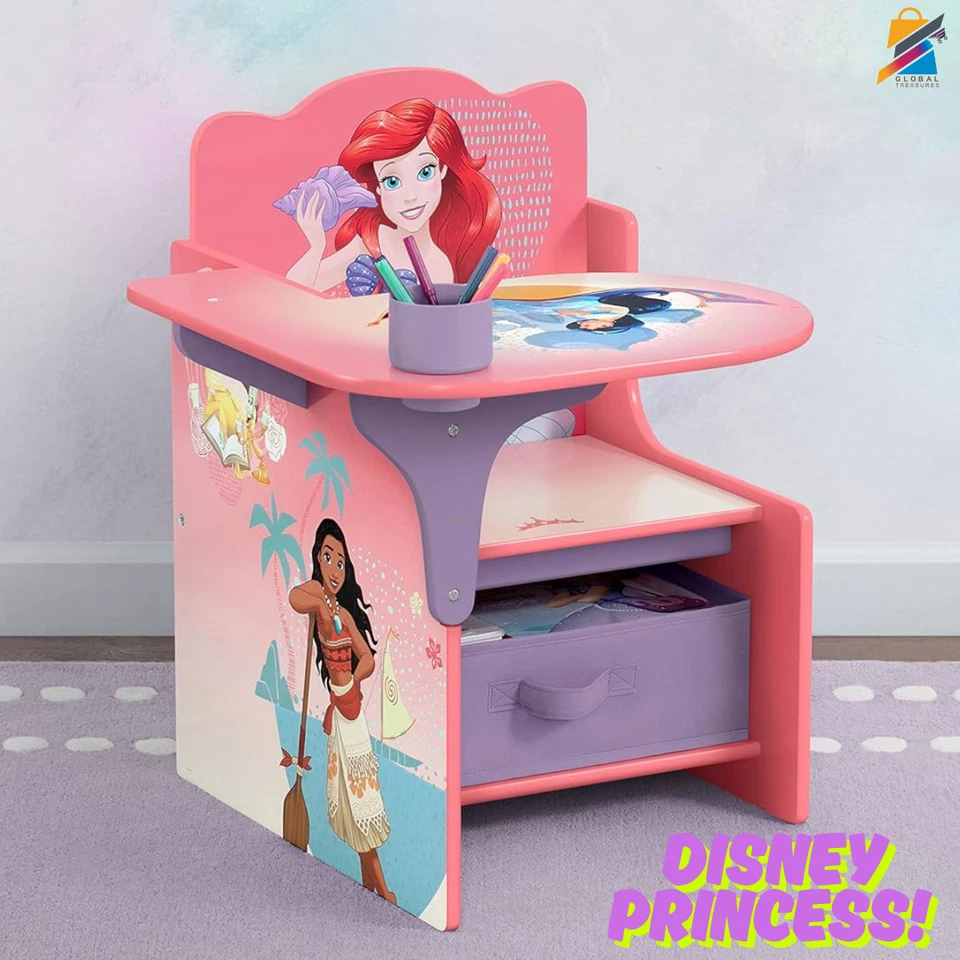 Стол стул с местом для хранения детский учебный стол Disney Princess розовый прочный деревянный - Изображение 1 из 4