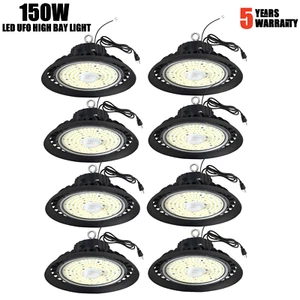 8 Pack 150W UFO Led High Bay Light Commercial Warehouse Factory Lighting Fixture - Picture 1 of 14