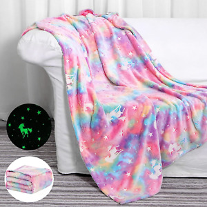 Glow in the Dark Blanket Unicorns Gifts for Girls,Toys for 2 3 4 5 6 7 8 9 10 Ye
