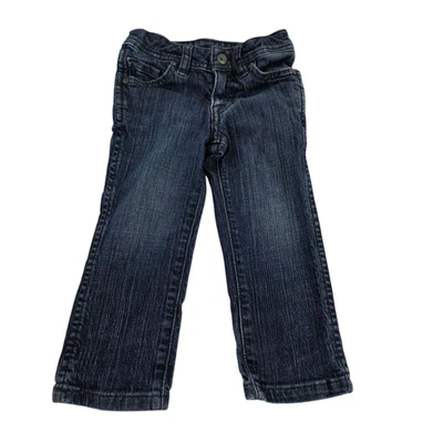 Jeans reto infantil unissex Volcom azul 2T cintura ajustável logotipo bordado - Imagem 1 de 4