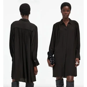 Madewell | NWT | Relaxed Button-Front Mini Dress in True Black | Sz S - Picture 1 of 11