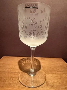 LALIQUE France Crystal Frosted Leaf Wine Glass Ultra Rare Pattern MINT 6 1/2” T - Picture 1 of 24