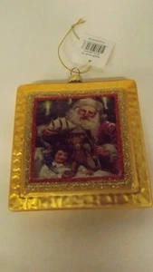 New 5" Glass Square Shape Ornament Santa With Toys Mint with Tag Free Shipping - Picture 1 of 3