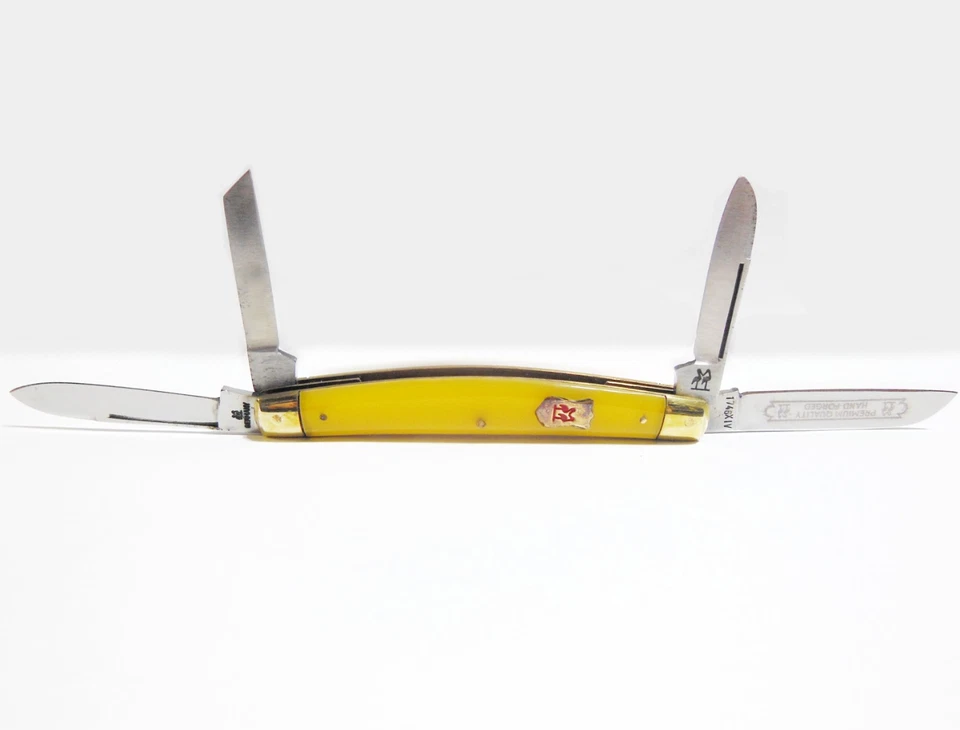 Navaja de bolsillo vintage KISSING CRANE ROBI CLASS 4 HOJAS 3 3/4” AMARILLA CONGRESS Foto 1 de 4