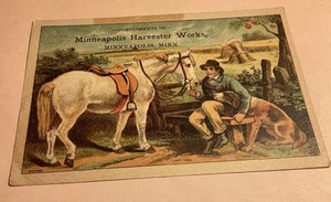 ANTIQUE TRADE CARD MINNEAPOLIS STEEL TWINE BINDER BY MINNEAPOLIS HARVESTER WORKS - Picture 1 of 10