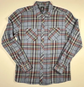 Volcom Modern Fit Flannel Shirt Men’s XL Blue Red Plaid Long Sleeve Button Up - Picture 1 of 9