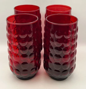 Anchor Hocking Royal Ruby Red Bubble 5.5" Tumblers Set of 4 | Vintage 1940s - Picture 1 of 10