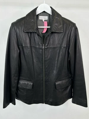 Chaqueta clásica BOSTON HARBOUR talla XL negra para mujer 100 % cuero con cremallera LS Foto 1 de 4