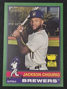 2025 Topps Heritage Jackson Chourio Green Border Parallel Milwaukee Brewers - Picture 1 of 2
