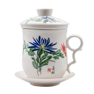 Chinese Porcelain Tea Mug-4 PCS Kit JingDeZhen Handmade Ceramic Kung Fu Tea C... - Picture 1 of 7